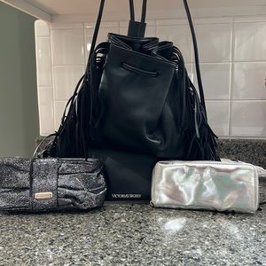 Victoria’s Secret 3 pc set Drawstring Bag & 2 Wrislets